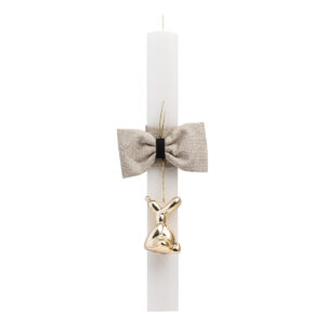 Beauty Home БЯЛА СВЕЩ 33cm ПОРЦЕЛАНОВО ЗЛАТНО КУЧЕНЦЕ