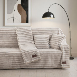 Beauty Home Кожено Комплект покривало 2 бр. Stripe Art 8725 (180x250+180x300) Бежов