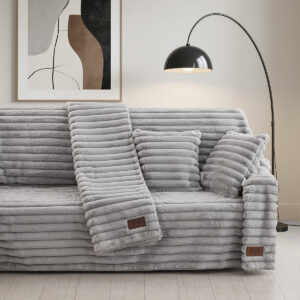 Beauty Home Кожено Комплект покривало 3 бр. Stripe Art 8727 (180x160+180x250+180x300) Сив