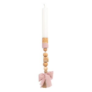 Beauty Home Великденска свещ Бяла 25cm Висяща с мъниста с панделка пепел от рози