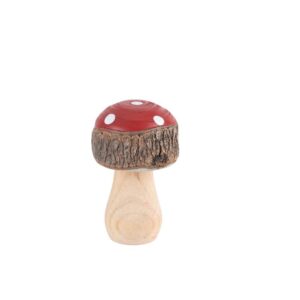 Beauty Home Кръгла дървена гъба червена и бяла Ø5 x 8.5 cm