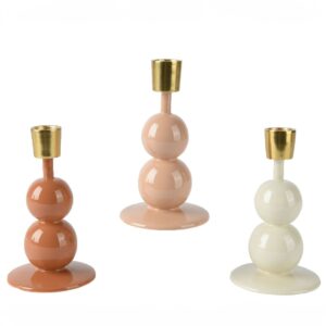 Beauty Home Метален Свещник с Емайл 8.5 x 15 cm