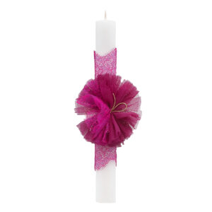 Beauty Home Свещ БЯЛА 33cm МАГЕНТА ПОМ-ПОН