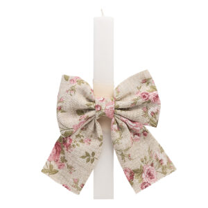 Beauty Home Свещ бяла 33cm Панделка FLORAL VINTAGE