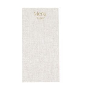 Beauty Home 10 Хартиени картички меню с ефект на лен с връв Бежова и златна хартия 10 x 20 cm