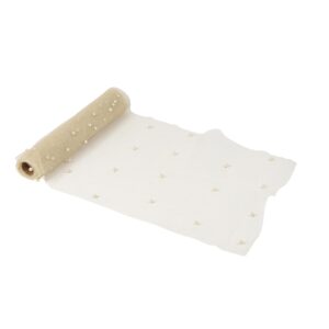 Beauty Home Ранър с перли – Зелен евкалипт органза 28 cm x 5 m